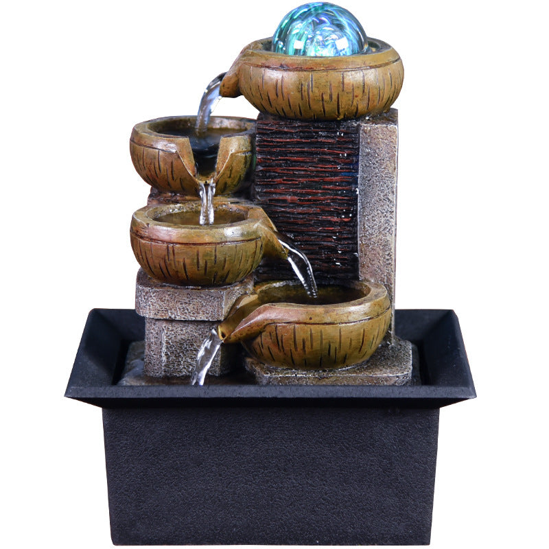 Calming table fountain with flowing water