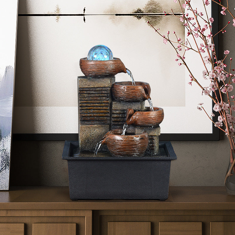 Calming table fountain with flowing water