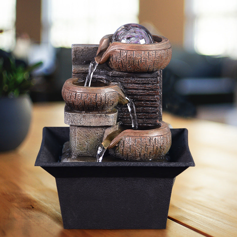 Calming table fountain with flowing water