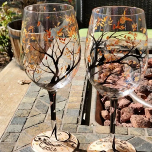 Hand-painted wine glass seasons edition 1 piece