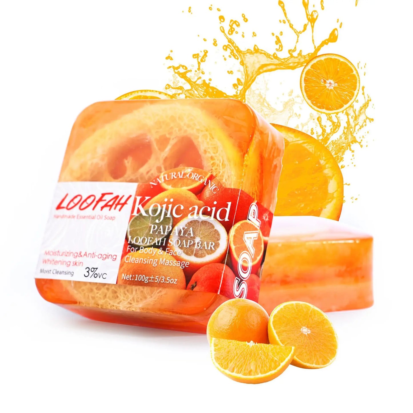 Seife mit Koji Säure(Antioxidantien) enthält natürlichen Zitronen Loofah  -100 g Handgemachte Ätherische Öl Seife Lavendel Seife Rosen Seife Kurkuma