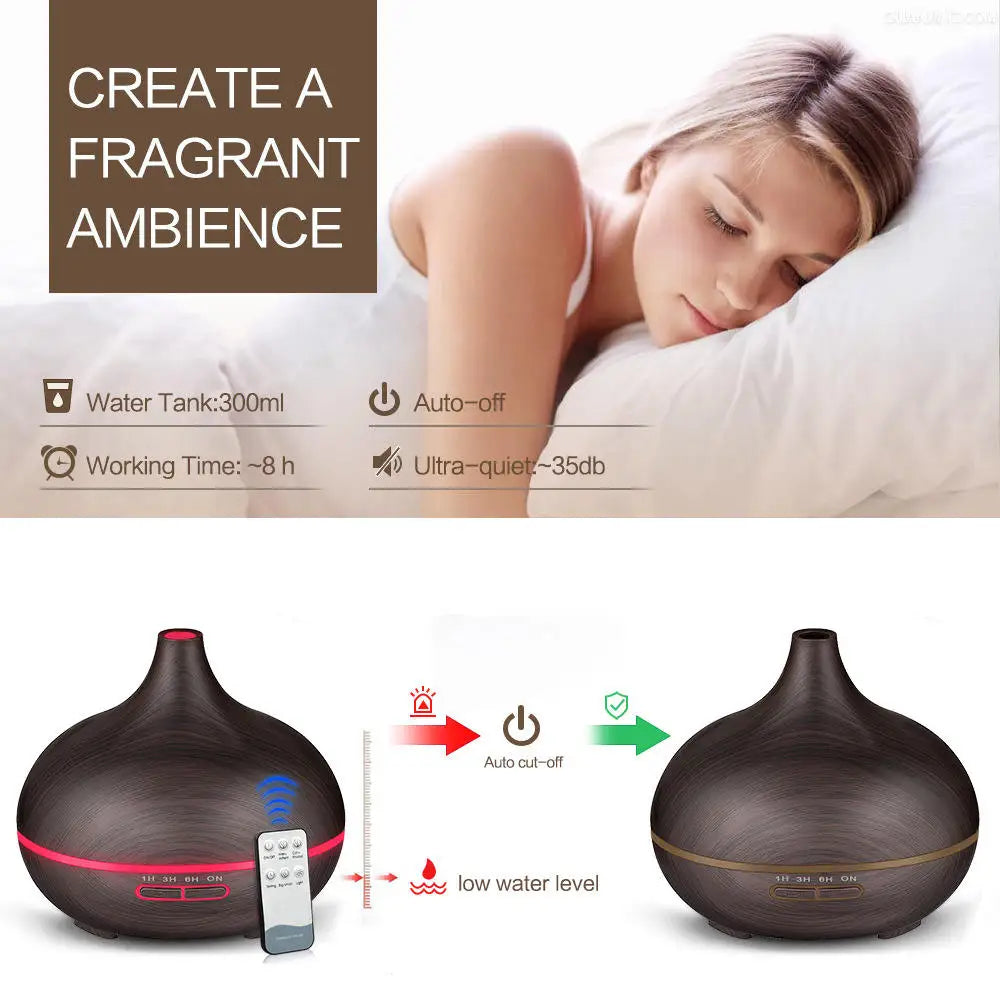 Aroma diffuser, ultrasonic technology, remote control, 7-color LED lamp 