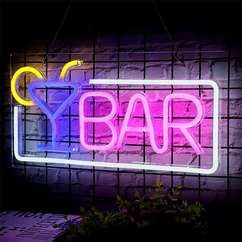 Neon Reklame für Bars und Partys