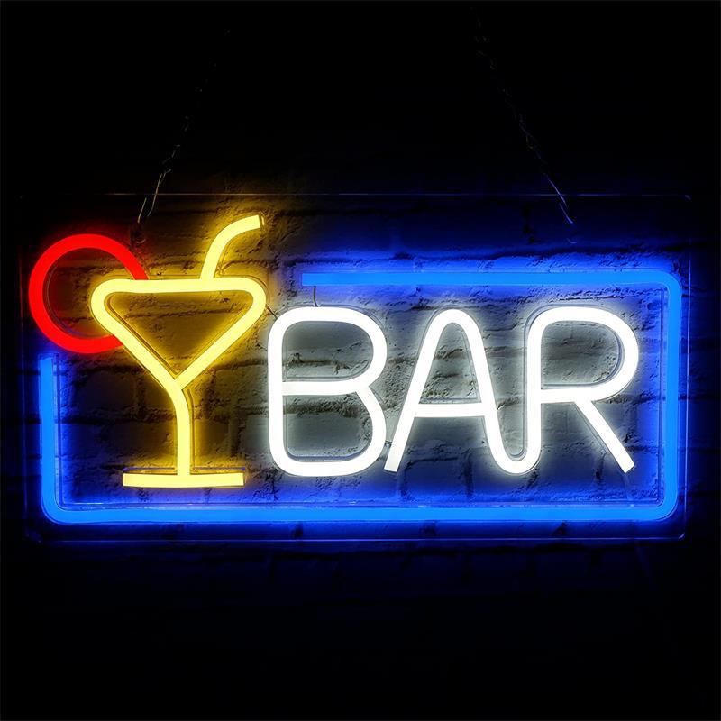 Neon Reklame für Bars und Partys