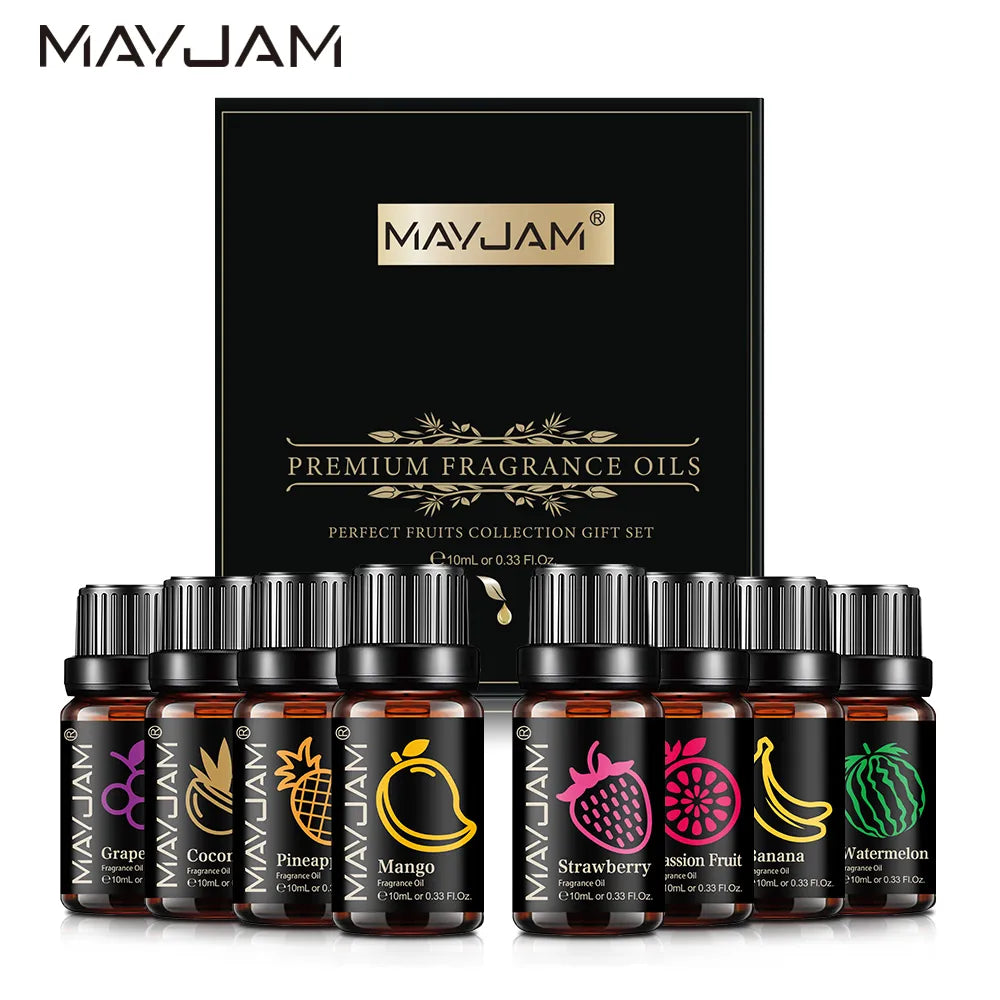 8-piece set with fragrance oils 10ml strawberry, coconut, mango, grape, banana, pineapple oils