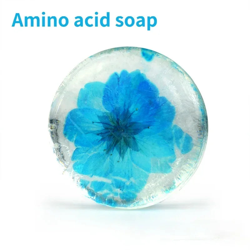 Amino Seife Transparent mit echten Blumen + Seifenetz 1/6/10Stk