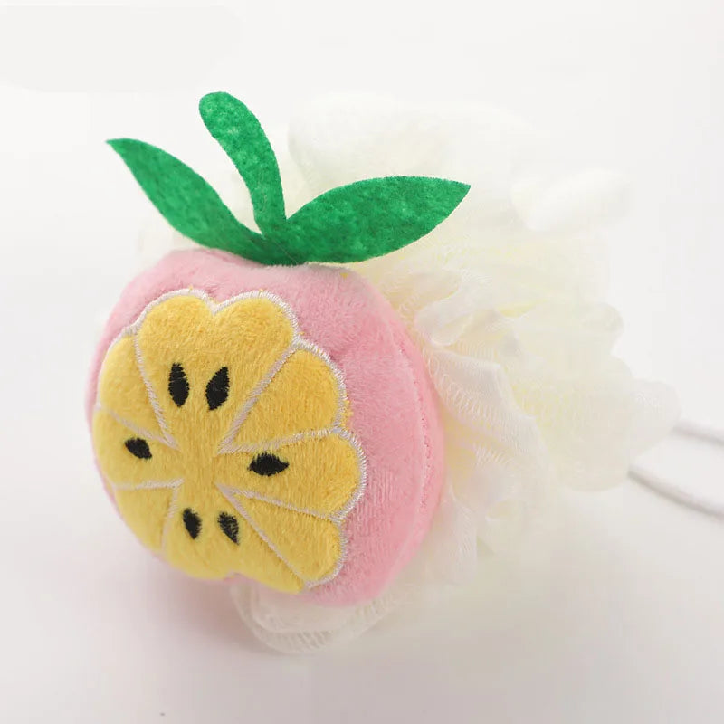 Cartoon Fruit Bath Sponge for Body Shower, Skin Care Cleaning, Exfoliating Accessory