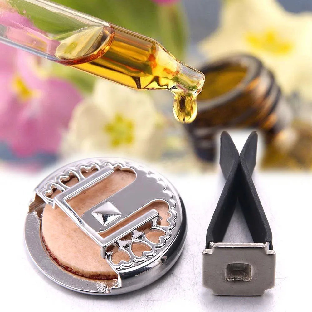 Aromatherapie-Auto-Parfüm-Diffusor aus rostfreiem Stahl, 30mm magnetisches Aroma-Diffusor-Medaillon+ 1 Stück Pad